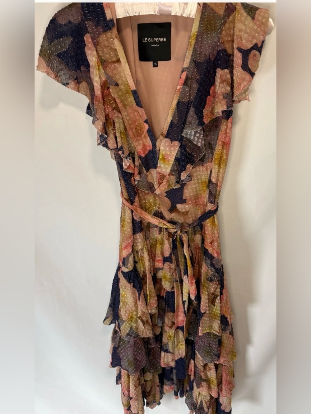 Le Superbe Major Flirt Women's Dress Petty's Wildflower Print Midi Tiered Sz 6